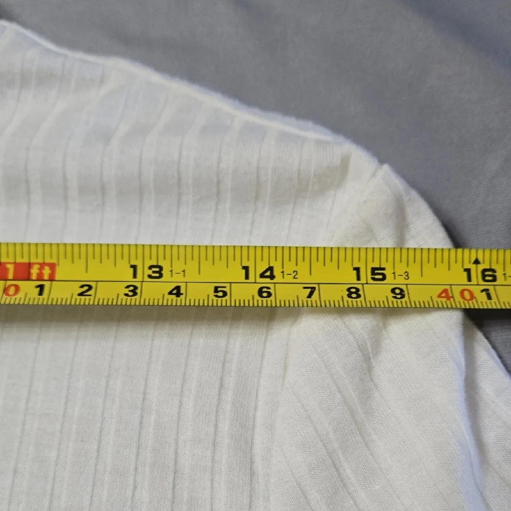 Forever 21 Sz Large White Ribbed Long Sleeve Top - Picture 4 of 7